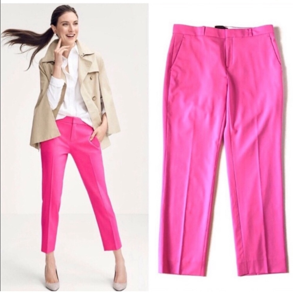 Banana Republic Avery Pink Straight Leg Ankle Pants size 2 Barbiecore Tickle Me